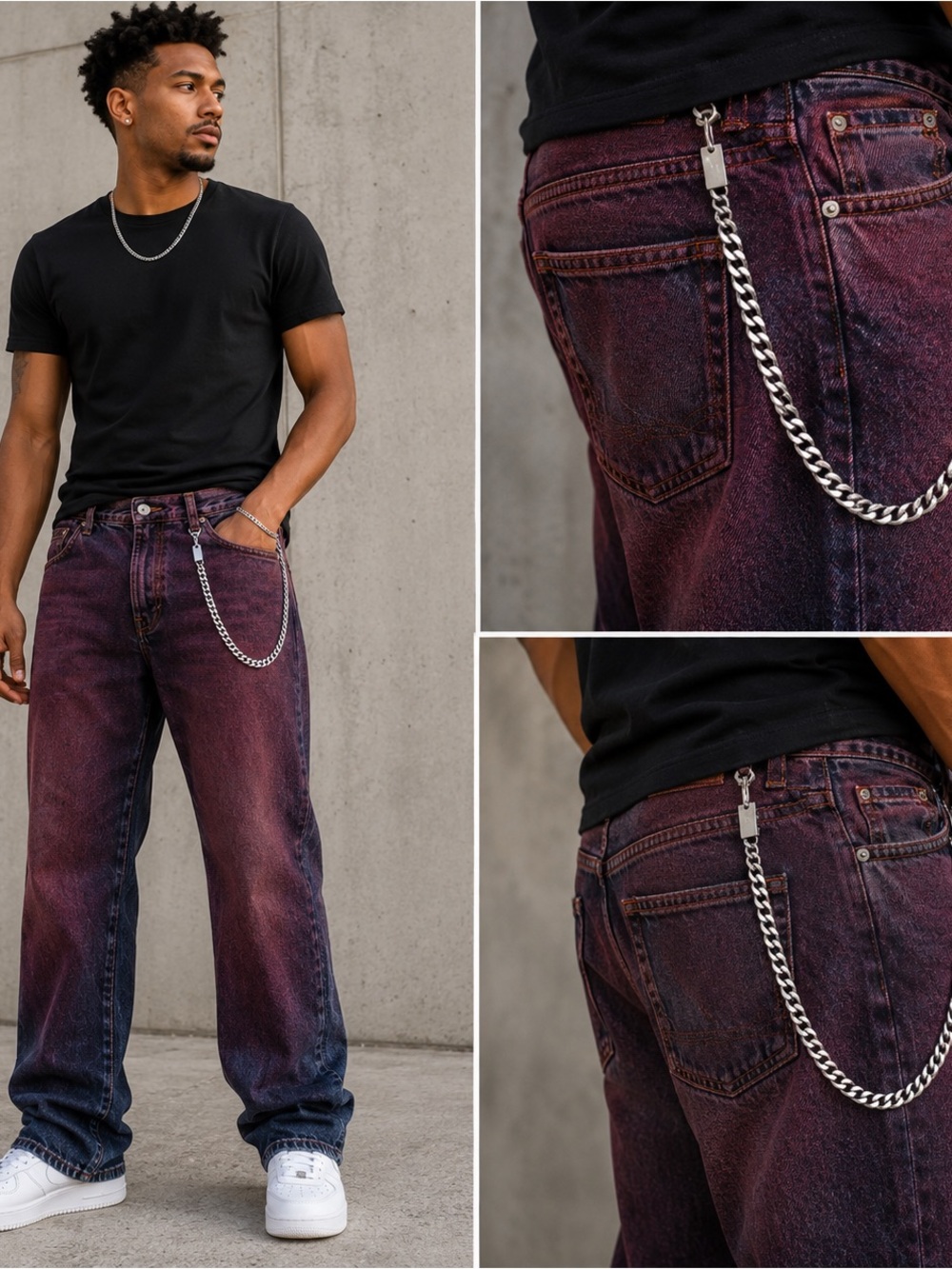 Silver Chain Strap for Men’s wallet/jeans  - Silver